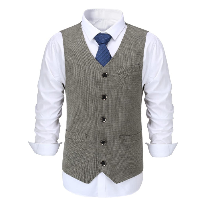 Allthemen Herren Western Weste Herringbone V-Ausschnitt Anzugweste Formale Classic Basic Wollweste f