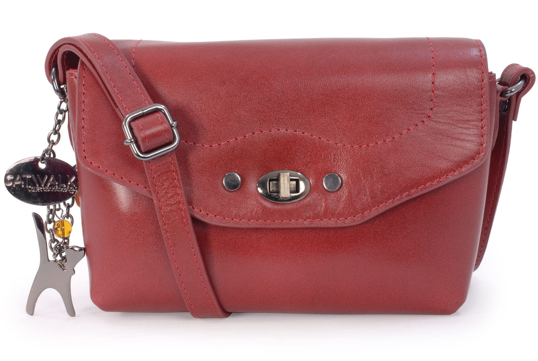 Catwalk Collection Handbags - Leder - Klien Umhängetasche/Schultertasche - FLORENCE Rot Cs, Rot Cs