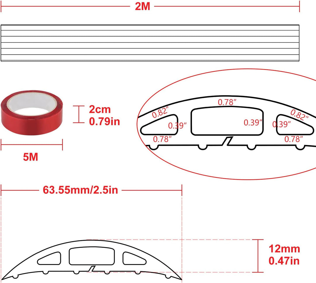 CPROSP Boden Kabelbrücke Schwarz, 200 cm x 6,4 cm, 3 Kanäle, Boden Kabelabdeckung aus Gummi, mit 500