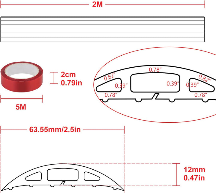 CPROSP Boden Kabelbrücke Schwarz, 200 cm x 6,4 cm, 3 Kanäle, Boden Kabelabdeckung aus Gummi, mit 500