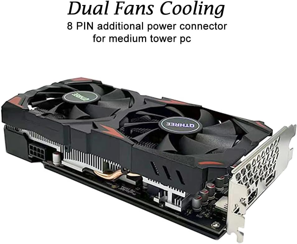 QTHREE Radeon RX 580 Grafikkarte, 8G D5 256-bit, HDMI, 2X DisplayPort, DirectX 12, 8 PIN Additional