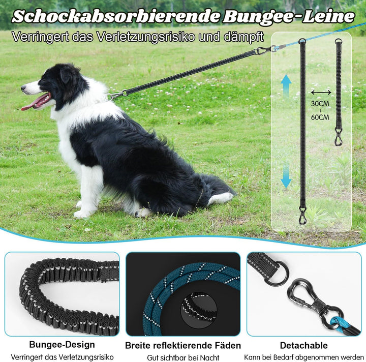 Aystkniet Bungee Schleppleine für Hunde 3M 5M 9M 10M 15M 20M 30M, Schockabsorbierende Hundeleine mit