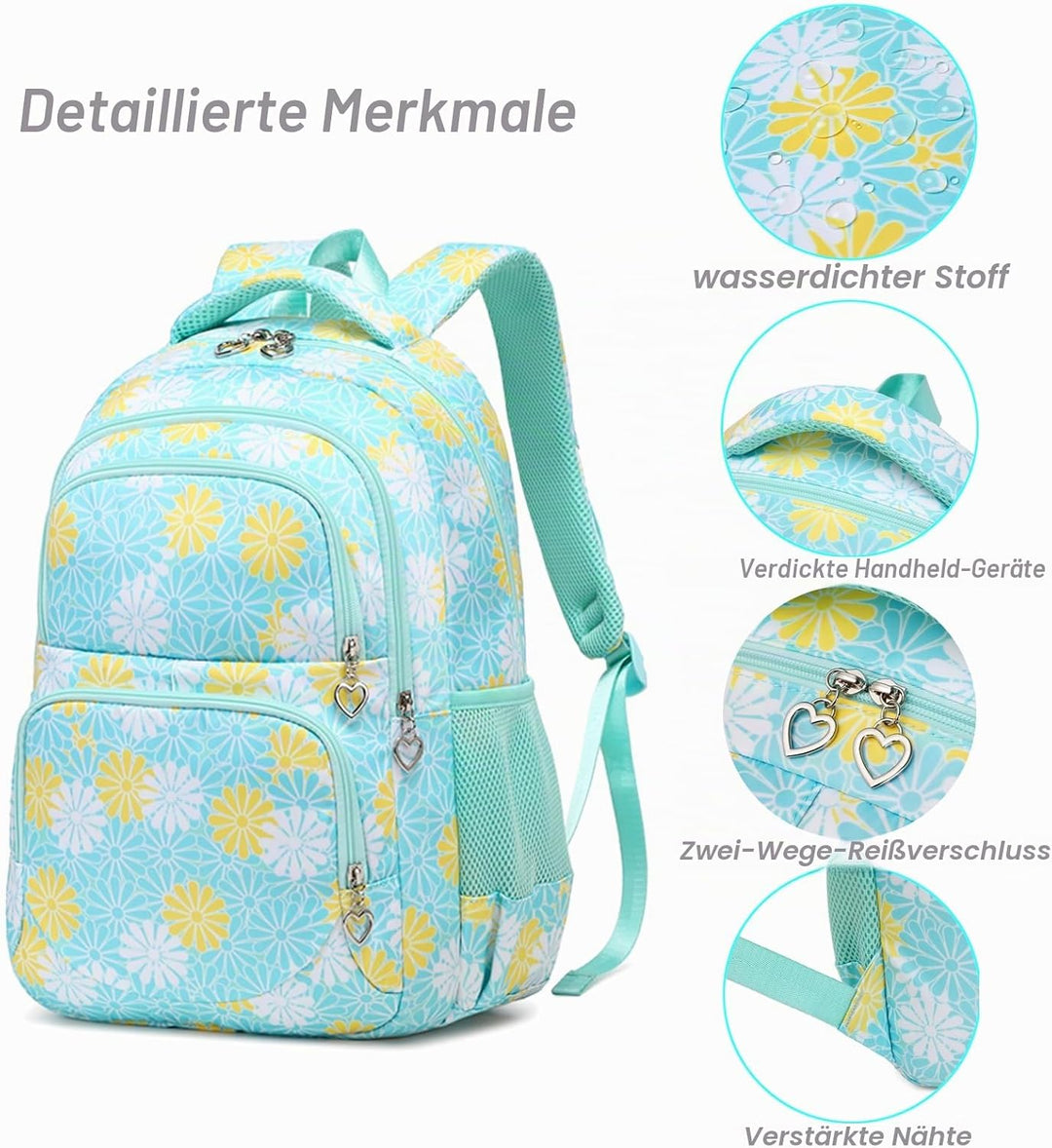 ZHIERNA Schulrucksack Mädchen Teenager Schule Rucksack Damen Schulranzen Kinder Schultasche mit Lunc