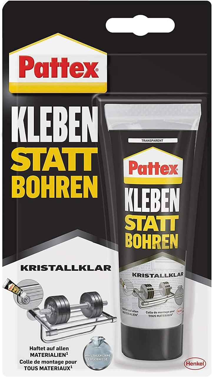 Pattex Montagekleber Kleben statt Bohren, starker Kraftkleber für sofortigen Halt, universell einset