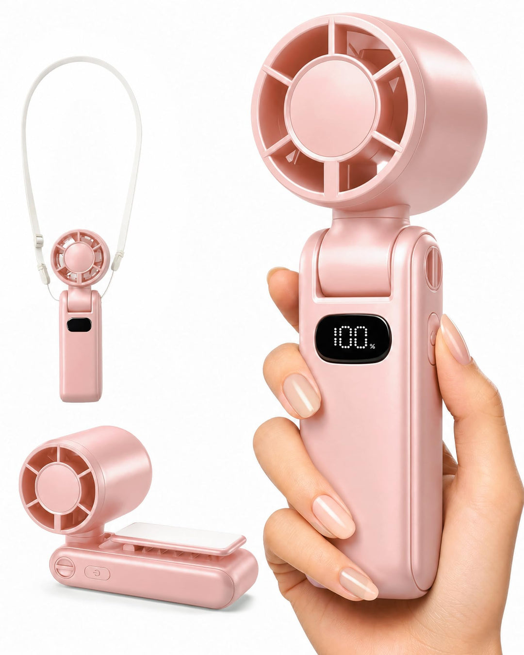 TUNISE Tragbarer Ventilator, Handventilator mit 3600mAh Akku, Mini Ventilator mit magnetischem Clip,
