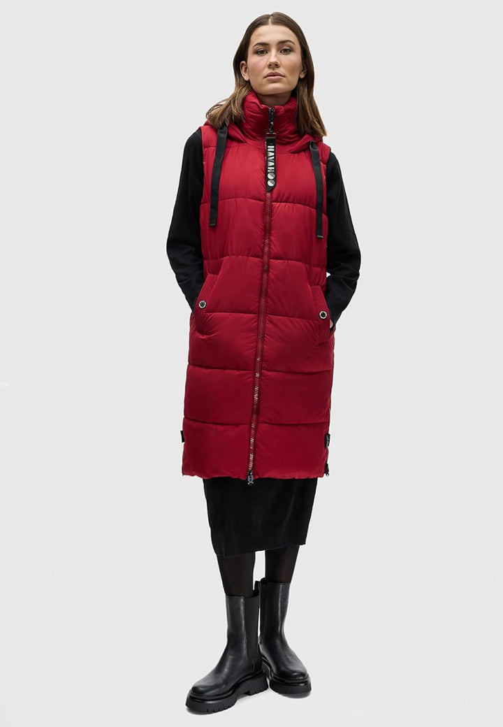 Navahoo Damen ärmellose Lange Outdoorweste warme Winterjacke Schnuffelchen XS-3XL S Blood Red, S Blo