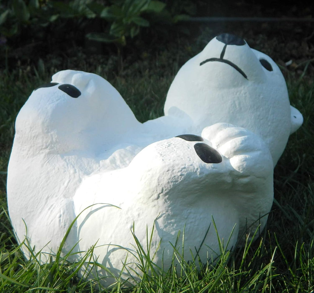 Gartenfigur Kleiner Eisbär auf Rücken liegend Höhe 18 cm Tierfigur Gartendeko Eisbärfigur Dekofigur
