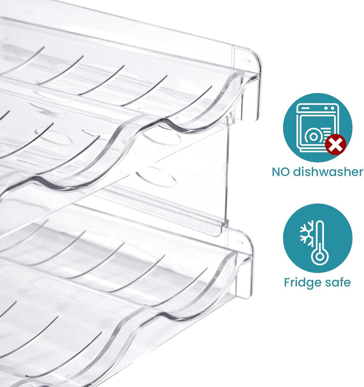 Flaschenregal Kühlschrank Flaschen Organizer, Stapelbares Weinregal & Dosenregal, Transparenter Flas