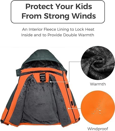 Wantdo Jungen Berg Ski Jacke Warmer Winter Fleece Mäntel Wasserdichter Atmungsaktive Jacke Outdoor K