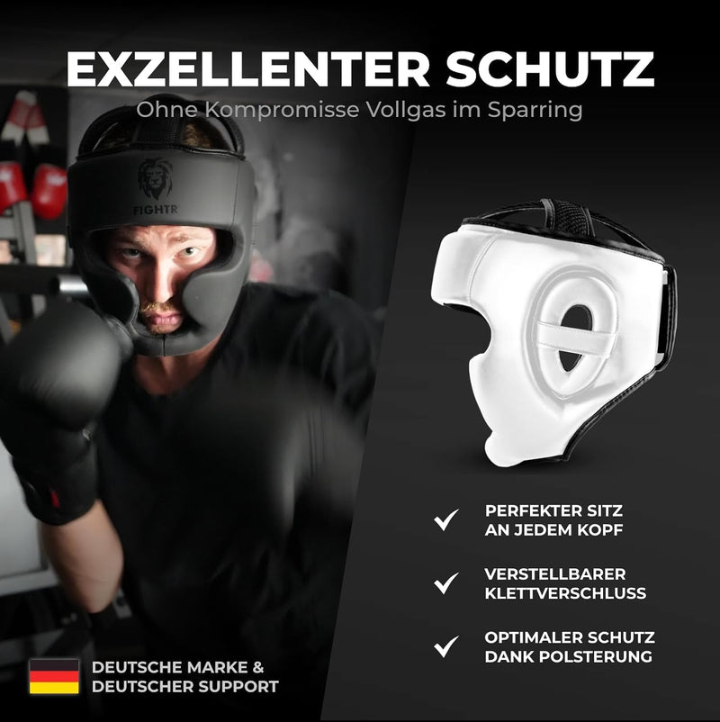 FIGHTR® Kopfschutz mit bestem Sitz für maximalen Schutz | Boxhelm für Sparring | Verstellbare Grösse