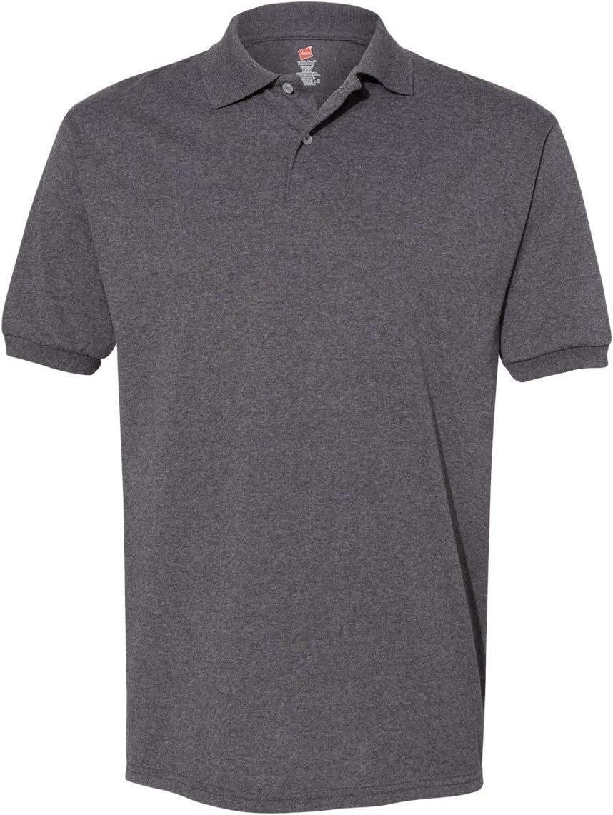 Hanes Herren Männer EcoSmart Jersey Polo, Charcoal Heather M, Charcoal Heather M