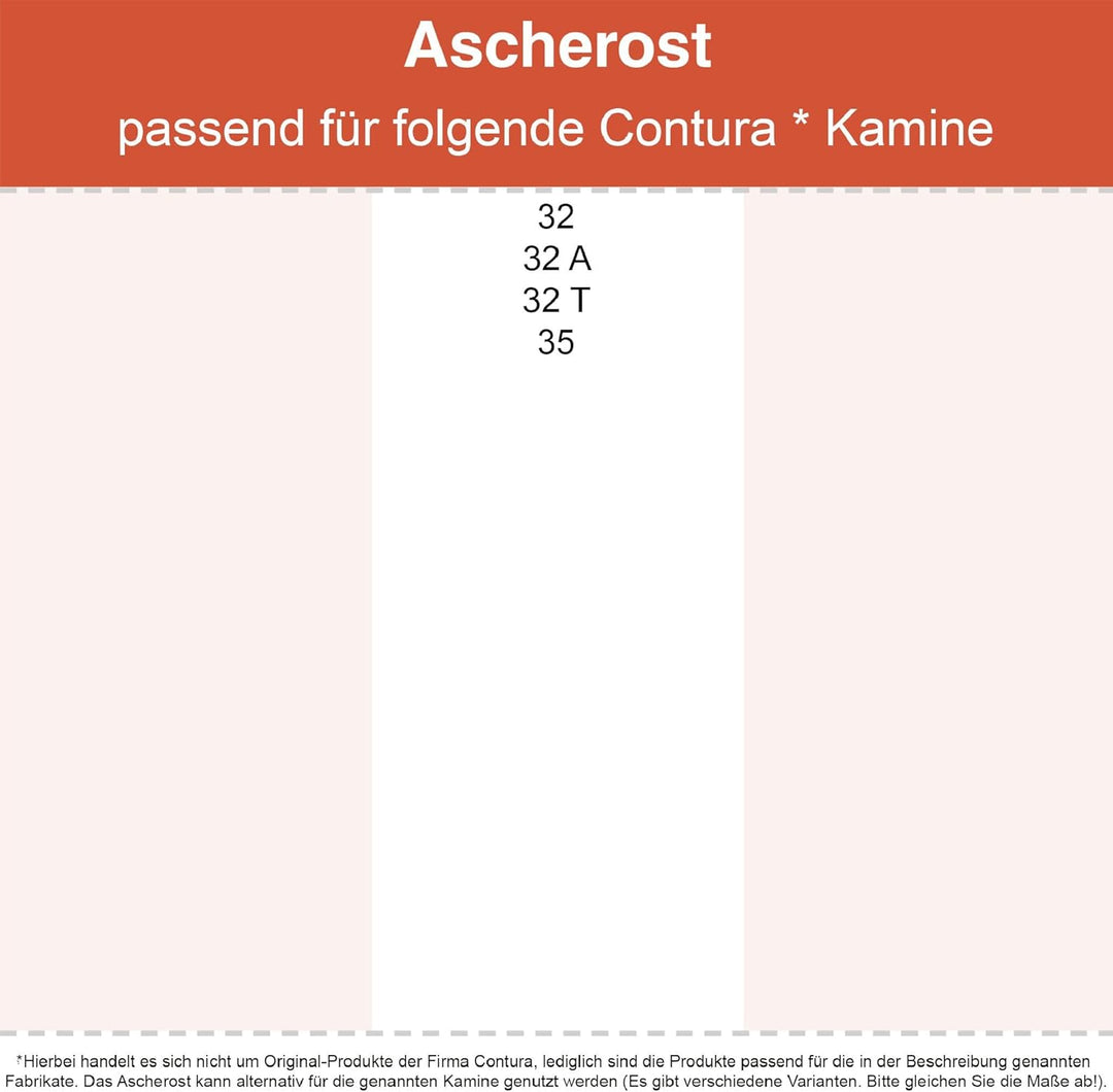 Kaminrost/Stehrost 325 x 80 x 10 mm passend für Contura ** Kaminöfen inkl. Modellübersicht - Aschero