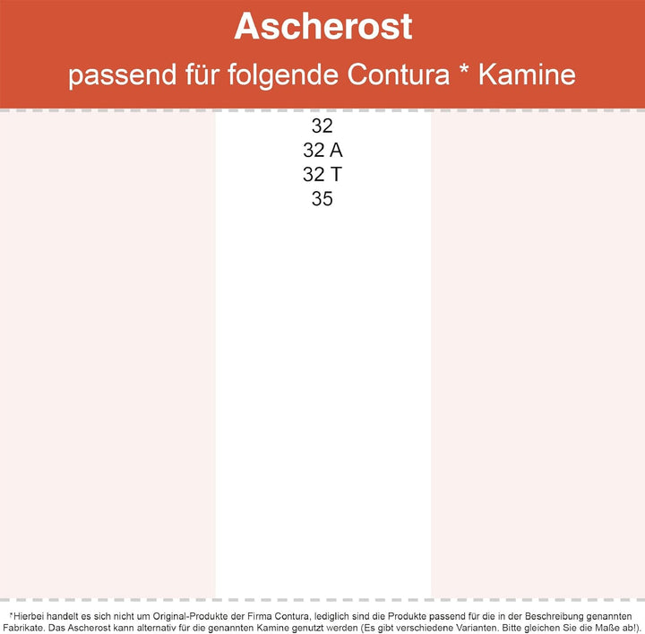 Kaminrost/Stehrost 325 x 80 x 10 mm passend für Contura ** Kaminöfen inkl. Modellübersicht - Aschero
