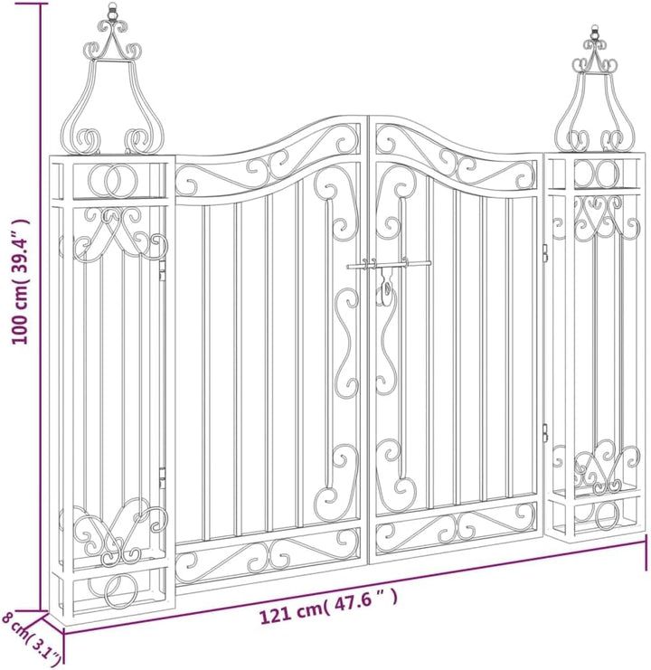 vidaXL Gartentor, Tor für Garten Terrasse, Zauntor mit Bolzenverriegelung, Eisentor Metalltor Aussen
