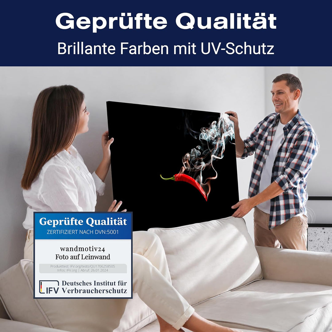 wandmotiv24 Leinwandbild Essen und Trinken 100x75cm, Querformat, Chili, Deko, Bilder auf Leinwand, W