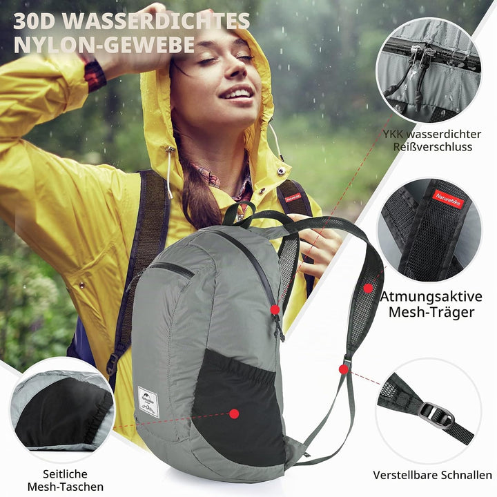 Naturehike Ultra Leichtes Packbar Wasserdicht Wandern Daypack, Kleiner Rucksack Dauerhaft Handliche