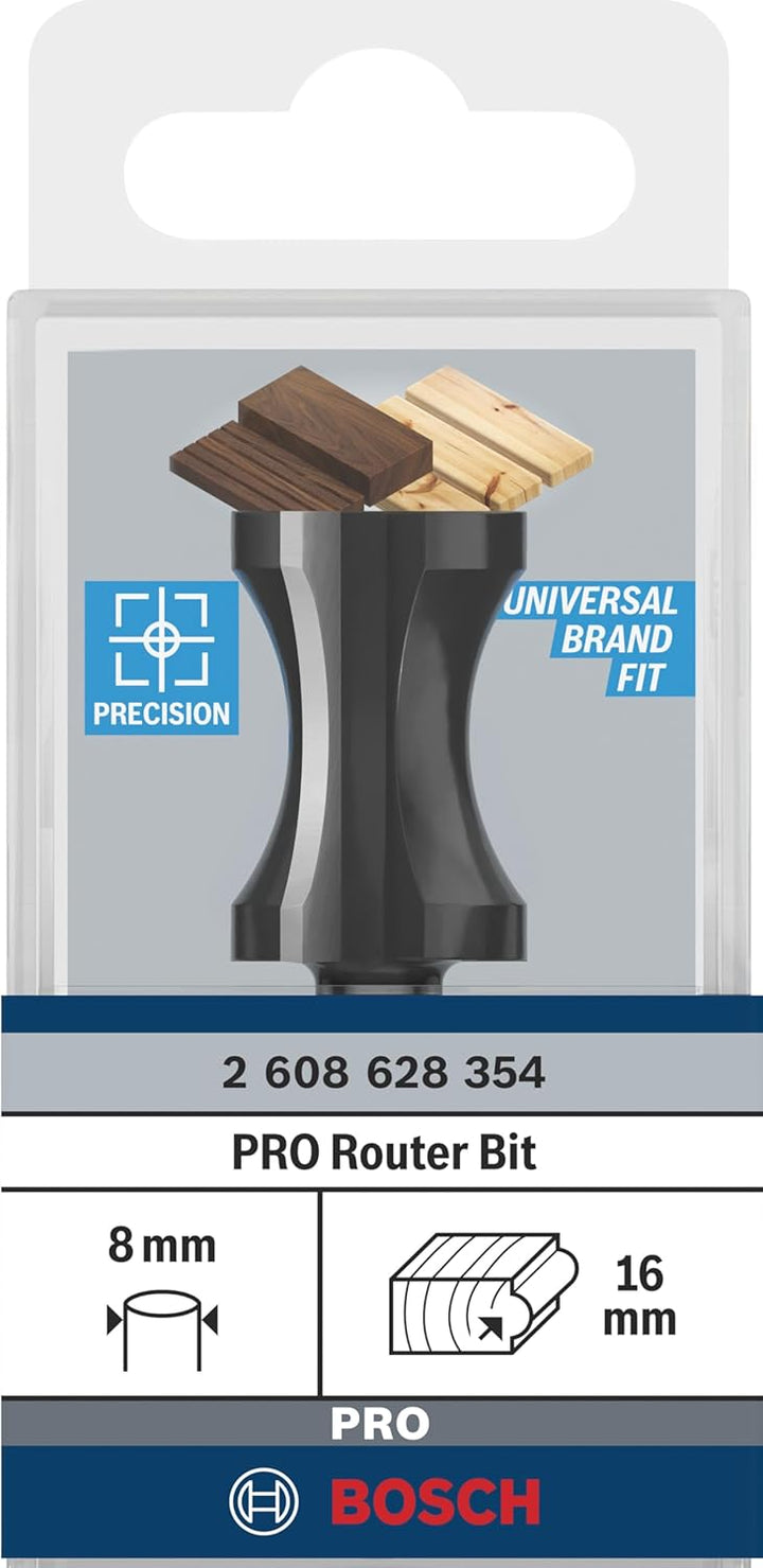 Bosch Professional 1x Flachstabfräser Standard for Wood (für Holz, Radius 16mm, Arbeitslänge 31.5mm,