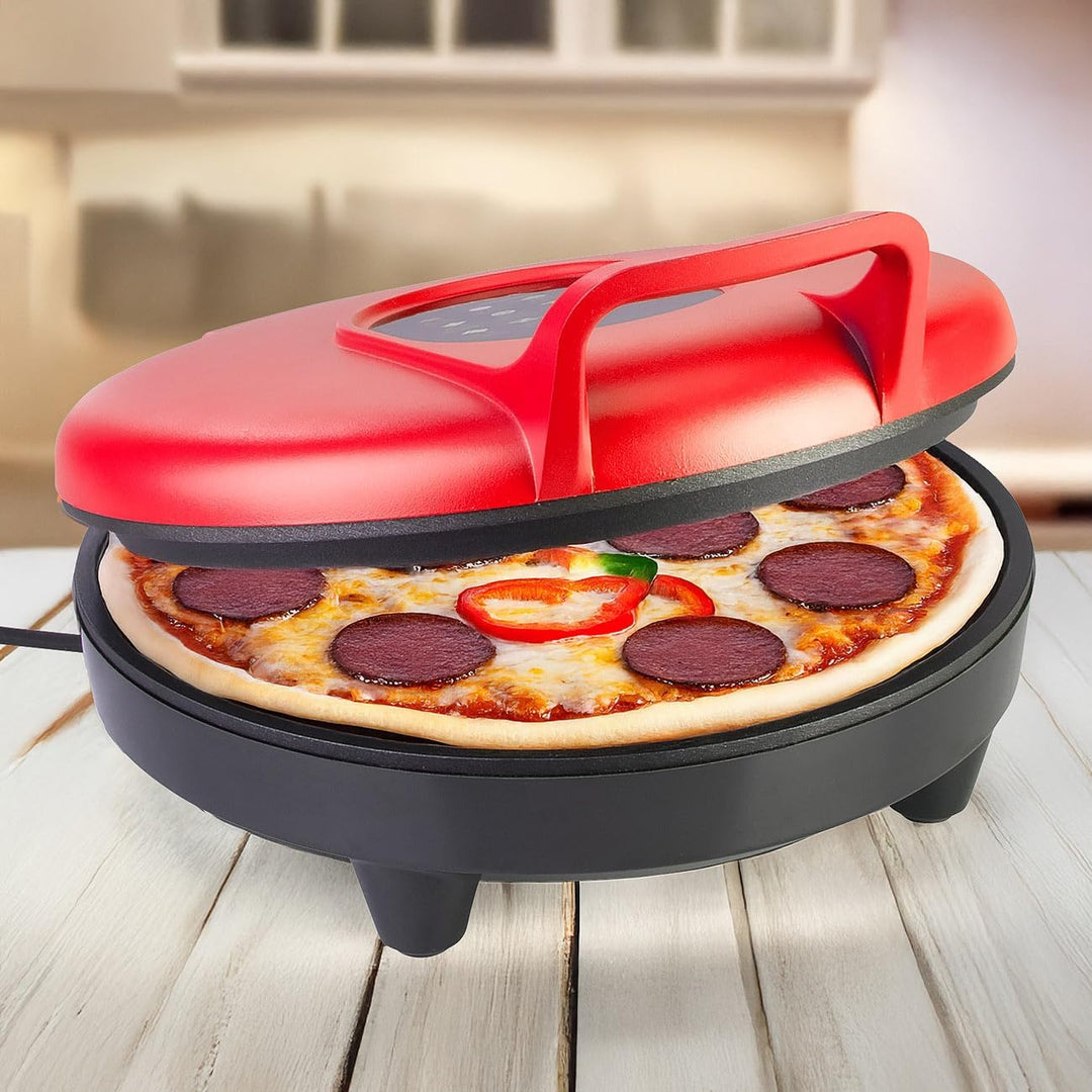 Rosenstein & Söhne Pizzaofen: Elektrischer Pizza-Maker, 180 °C, Ober-/Unterhitze, Pizza mit Ø 27 cm