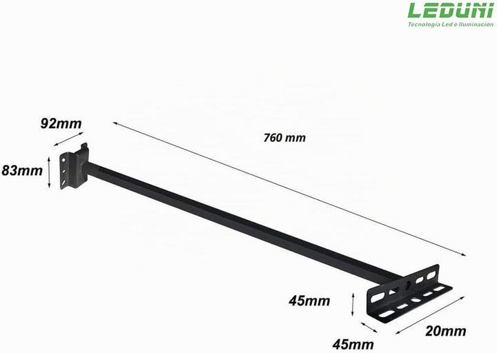 LEDUNI Halterung mit Arm zur Montage von Scheinwerfern an der Wand, 70 cm, Material Stahl, schwarzes
