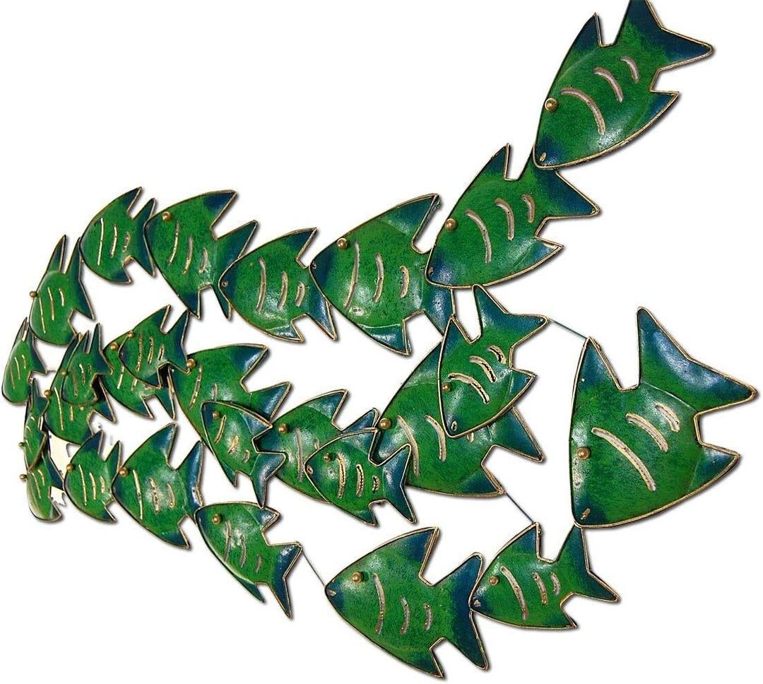 SEESTERN Fischschwarm Metall Wand Deko Verzierung Hänge Wand Dekoration 80cm /1809.smaragd