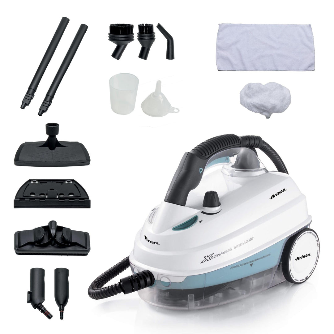 Ariete 4146 XVapor Deluxe fahrbarer Dampfreiniger, 5 bar, integriertes Zubehör-Staufach, Betriebsdau