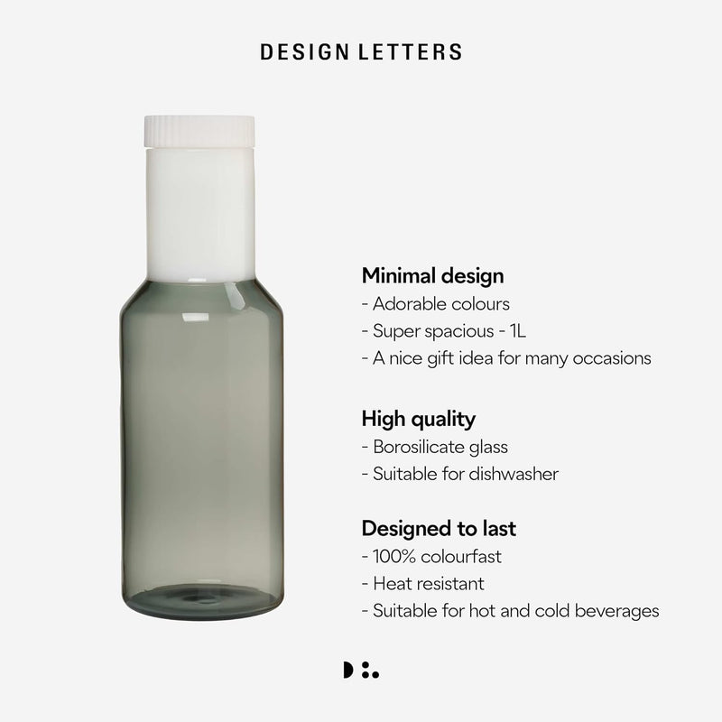 Design Letters Glaskaraffe mit Deckel 1L | muttertagsgeschenk | spülmaschinenfest wasserkaraffe mit