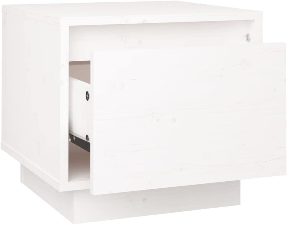 Bedside Table Nachtkonsole Beistelltisch mit Stauraum Night Stand Nachttisch Weiss 35x34x32 cm Massi