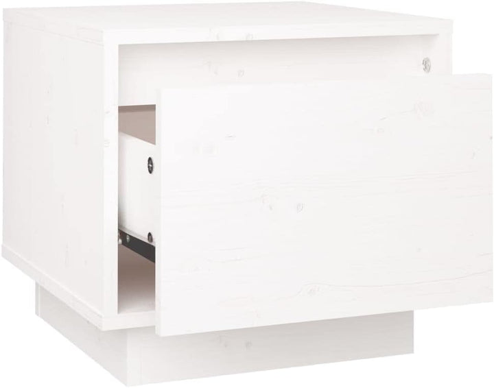 Bedside Table Nachtkonsole Beistelltisch mit Stauraum Night Stand Nachttisch Weiss 35x34x32 cm Massi