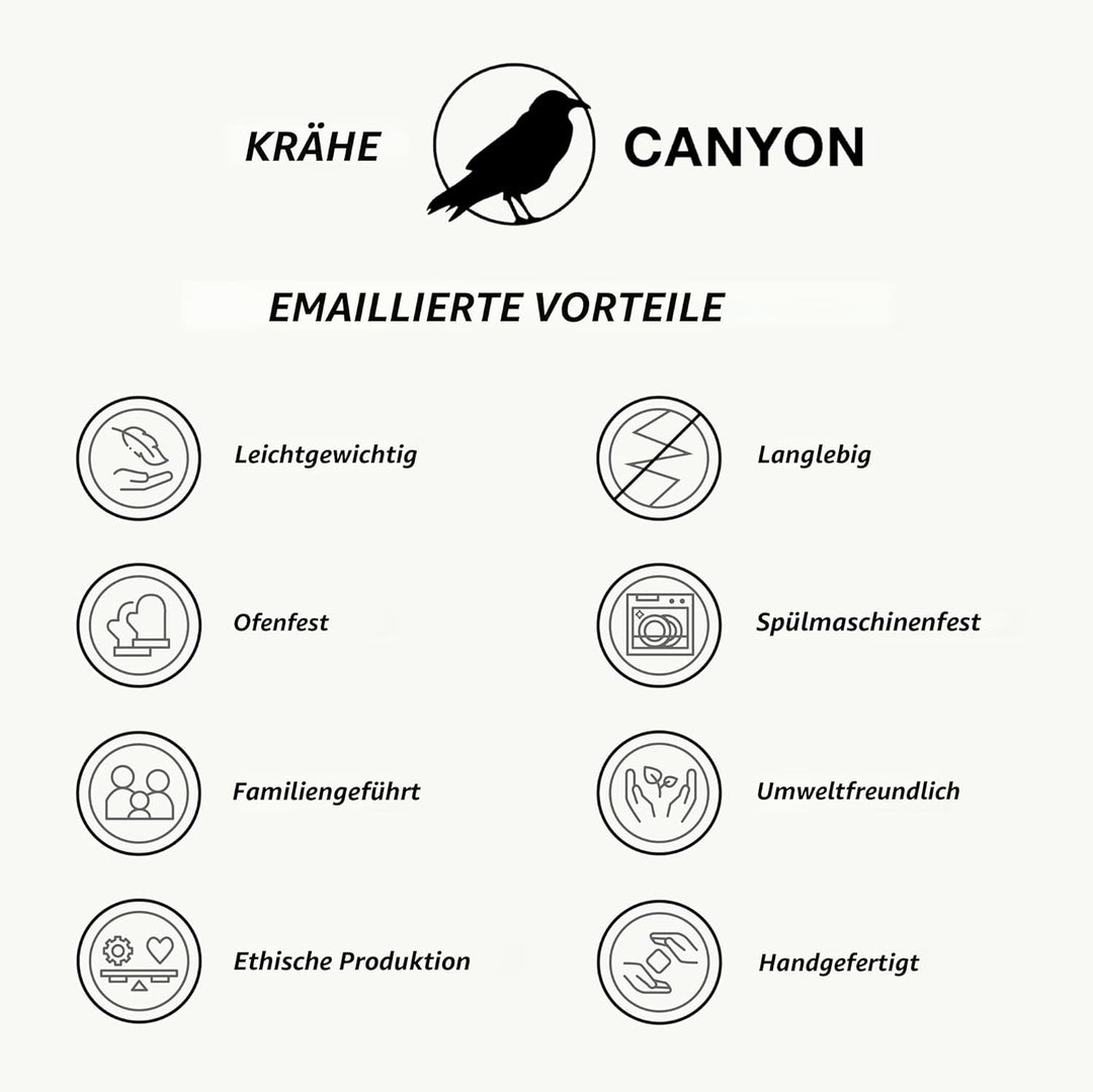 Crow Canyon Home Satz mit 4 Emaille-Schalen, 590ml, Langlebiges Emaillegeschirr - Perfekt für den tä
