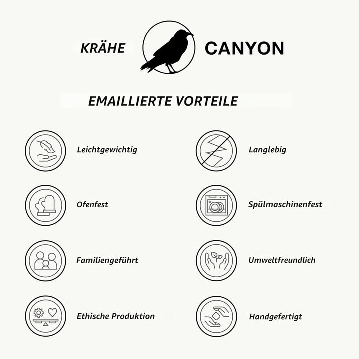 Crow Canyon Home Satz mit 4 Emaille-Schalen, 590ml, Langlebiges Emaillegeschirr - Perfekt für den tä