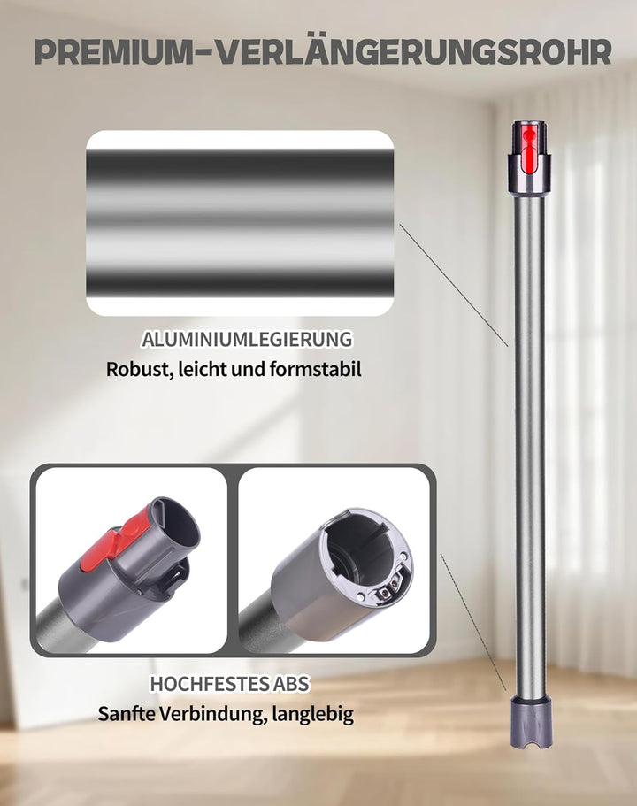 Verlängerungsrohr für Dyson V7 V8 V10 V11 V15 –Ersatz-Rohr aus Aluminium, Schnellverschluss, Robust