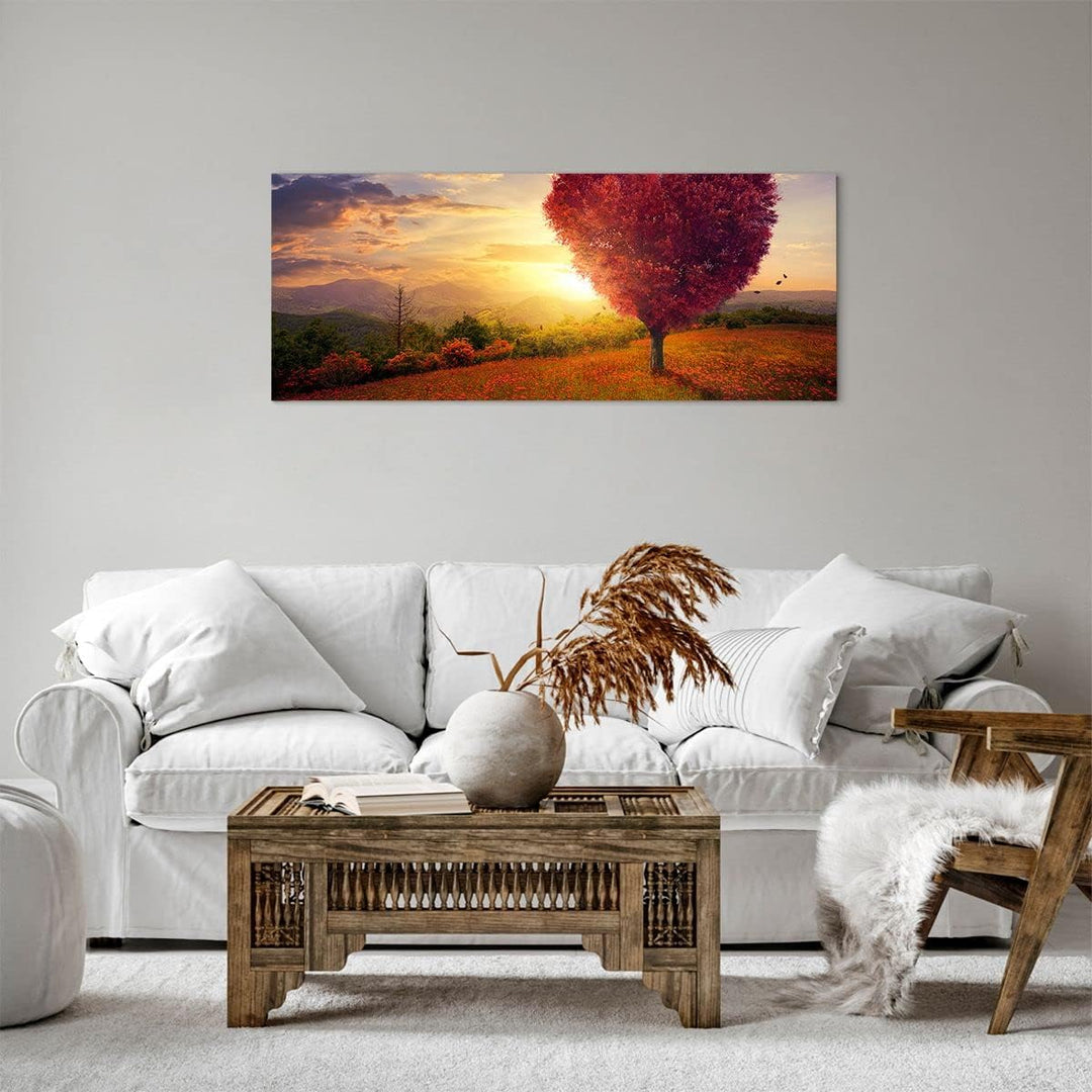 Panorama Bilder auf Leinwand 100x40cm Leinwandbild Baum Wiese Blume Gross Wanddeko Bild Schlafzimmer