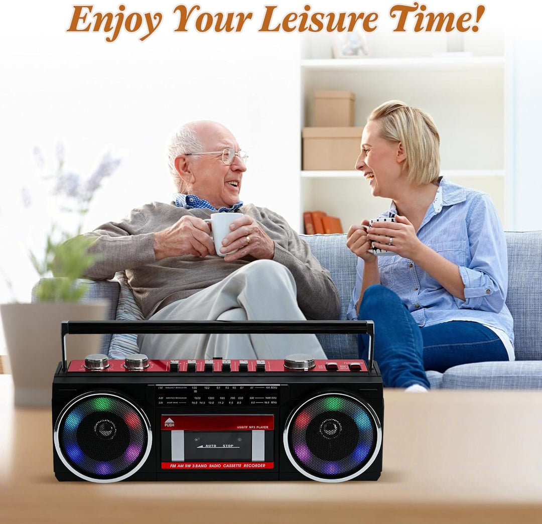 Tragbare Kassettenspieler Boombox AM/FM/SW Radio Stereo, CasetteTape Player Recorder, MP3 Bluetooth
