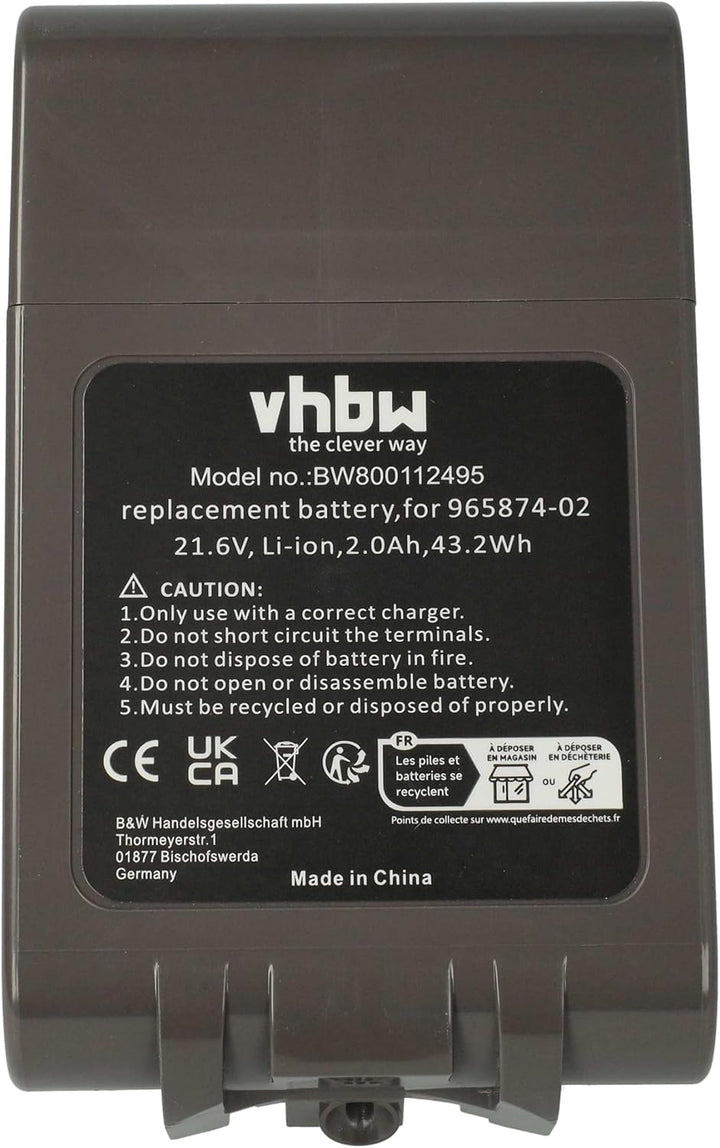 vhbw 1x Akku kompatibel mit Dyson V6 Cord-Free, V6 HEPA, V6 Motorhead, V6 Fluffy, V6 Mattress Home C