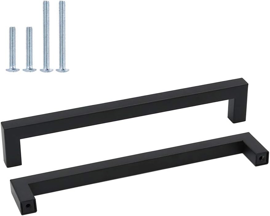 15 Stück Schwarz Möbelgriff Edelstahl Stangengriff Relinggriffe LSJ12BK224 Bohrlochabstand 224mm Küc