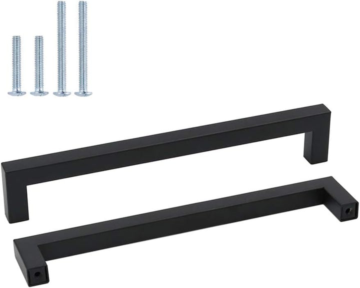 15 Stück Schwarz Möbelgriff Edelstahl Stangengriff Relinggriffe LSJ12BK224 Bohrlochabstand 224mm Küc