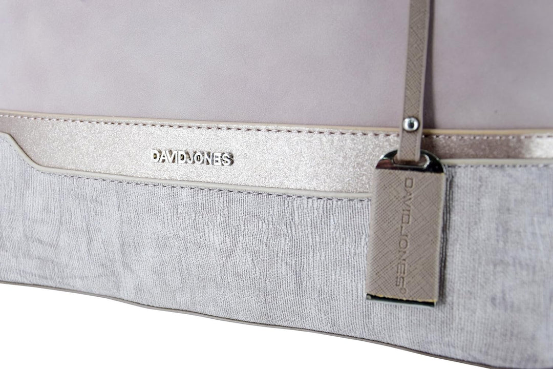 David Jones - Damen Bowling Handtasche - Frau Henkeltasche Gestreift PU Leder - Elegante Tasche Mitt