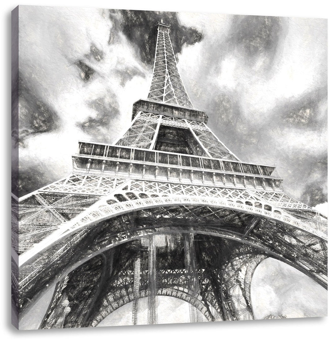 Pixxprint Eiffelturm als Leinwandbild | Grösse: 70x70 cm | Wandbild | Kunstdruck | fertig bespannt,