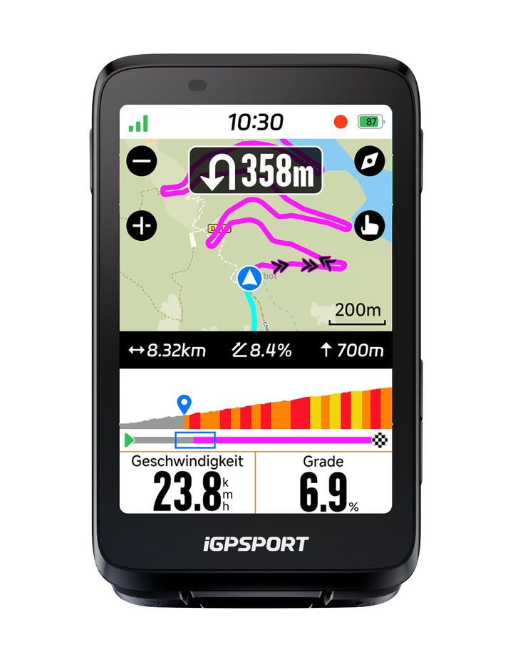 iGPSPORT BiNavi Fahrradcomputer Kabellos, 3,5'' Touch Screen Musiksteuerung Gruppenfahrten Bluetooth