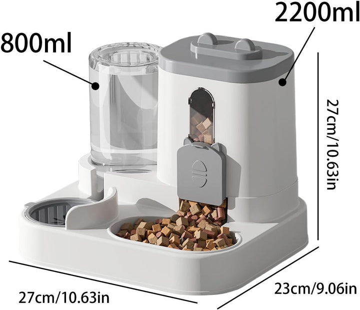 Automatischer Katzen Futter- & Wasserspender - 2,2 L Futterbehälter & 800ml Wassertank, Hundefutter-