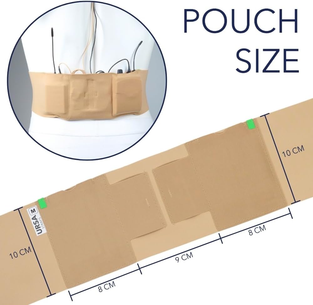 URSA Double Pouch Hüftgurt - Ultra Slim, Breathable & Stretchy Microphone Transmitter Straps Kompati