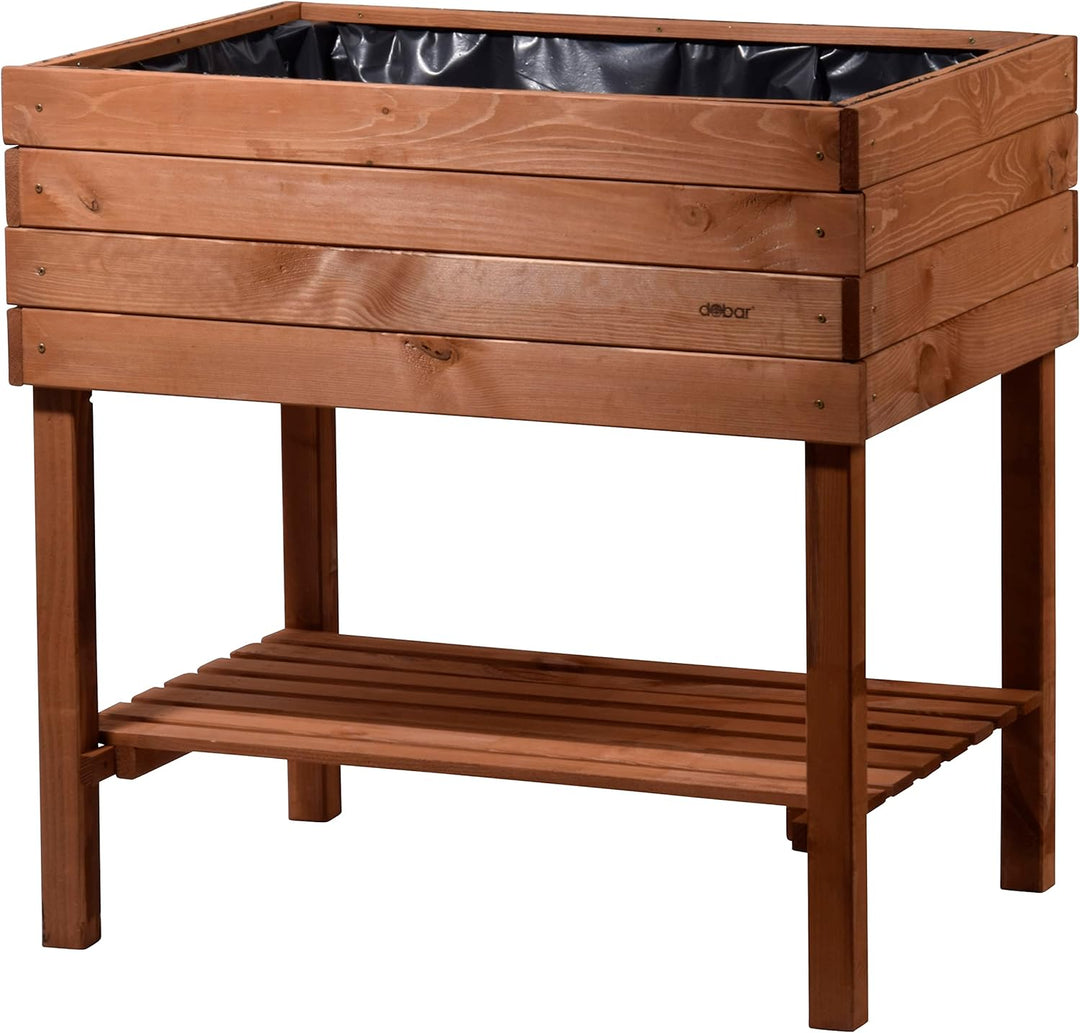 dobar® 58270e breites Hochbeet Kubus Massiv-Holz mit Ablageboden | Salatbeet Bausatz für Gemüse | Er