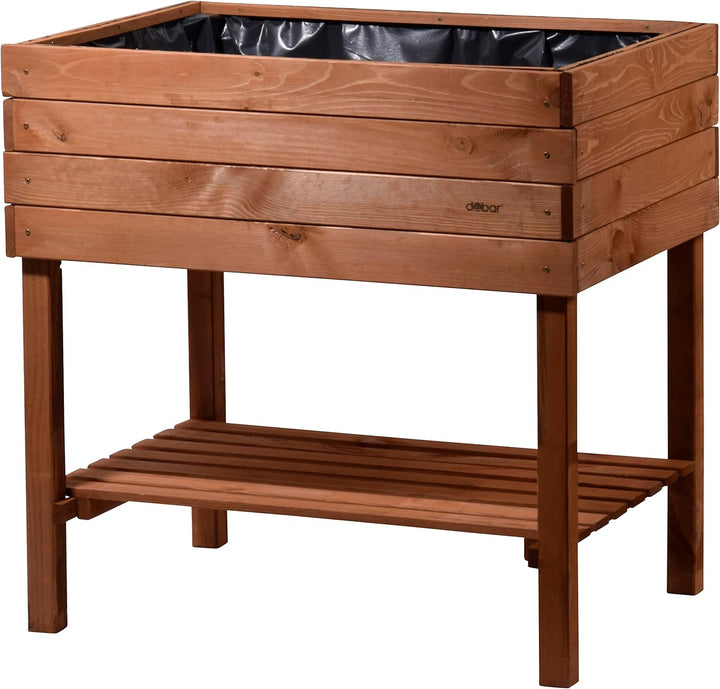 dobar® 58270e breites Hochbeet Kubus Massiv-Holz mit Ablageboden | Salatbeet Bausatz für Gemüse | Er