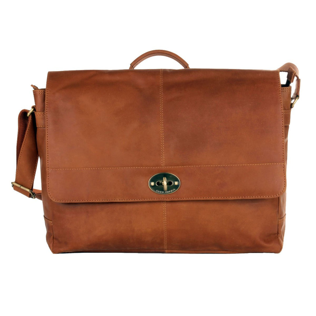 Shalimar Laptoptasche bis 17' aus gewachstem Leder, Farbe:Brandy(Tan), 41x30x11 cm