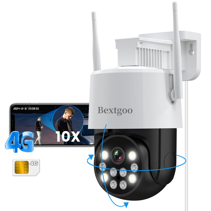 Bextgoo 2K Überwachungskamera Aussen mit SIM Karte 4G LTE, 24/7 Überwachungskamera ohne WLAN, 360° K