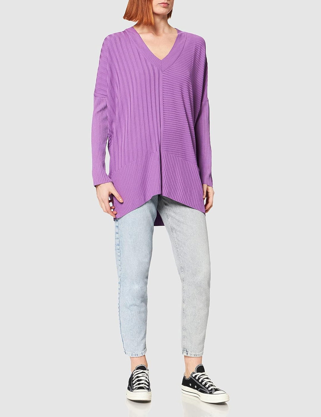 IPEKYOL Damen Below HIPS Ribbed Knit Knitwear Sweater S Lilac, S Lilac