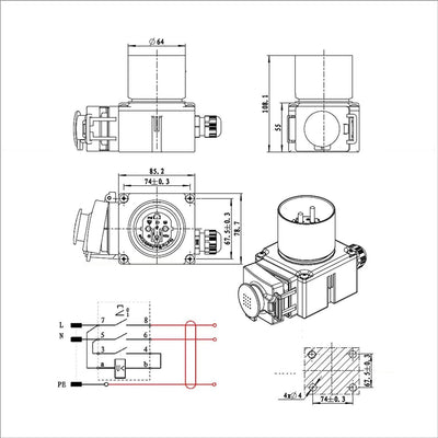BUZE Original KEDU KOA7 Schalter 230V Notaus-Klappe, Thermoschalter Anschluss, Unterspannungsauslöse