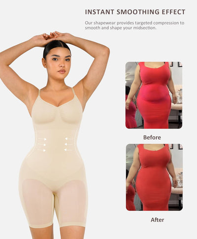 FeelinGirl Shapewear Bodysuit Nahtlos V-Ausschnitt Formende Bodys für Damen Bauchweg Ganzkörper Seam