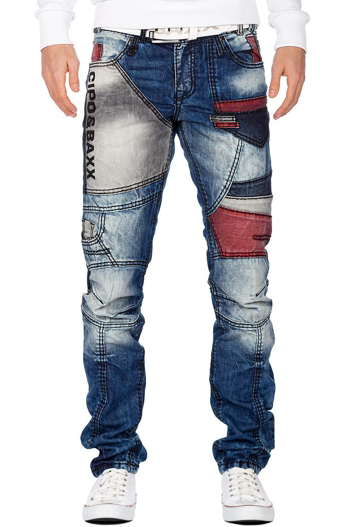 Cipo &amp; Baxx Herren Jeans – Stylische Denim-Mode mit einzigartigem Design | hohem markanten Details |