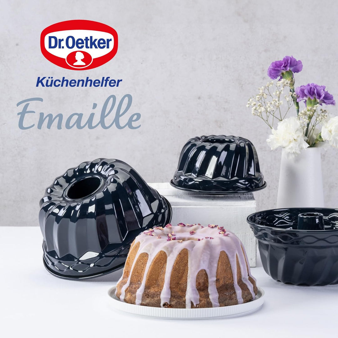 Dr. Oetker Guglhupf Backform Ø 22 cm Back-Liebe Emaille – Schnitt- & Kratzfeste Gugelhupf Form mit E